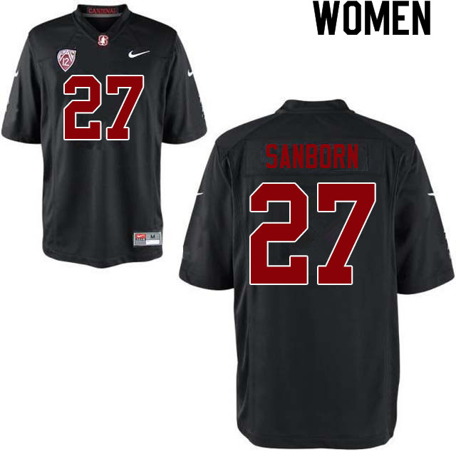 Women #27 Ryan Sanborn Stanford Cardinal College Football Jerseys Sale-Black